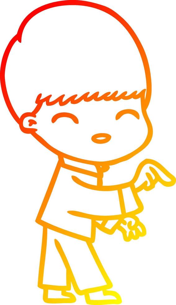 warm gradient line drawing happy cartoon boy vector