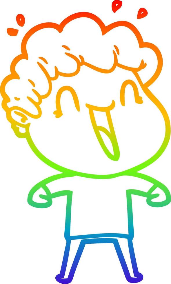 rainbow gradient line drawing cartoon happy man laughing vector