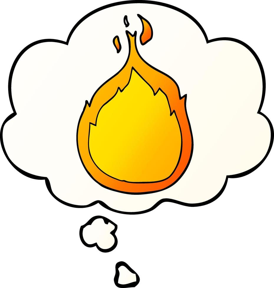 cartoon flames and thought bubble in smooth gradient style vector