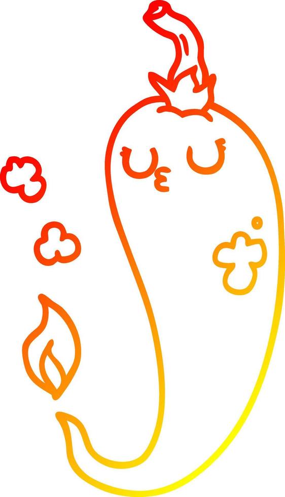 warm gradient line drawing cartoon hot chili pepper vector