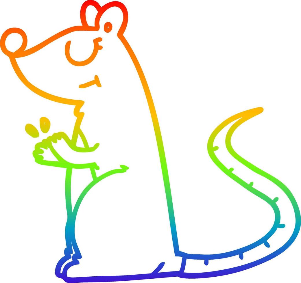 rainbow gradient line drawing cartoon white mouse vector