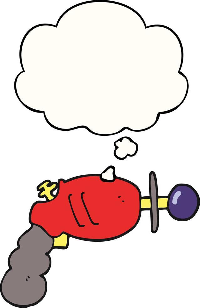 cartoon ray gun and thought bubble vector