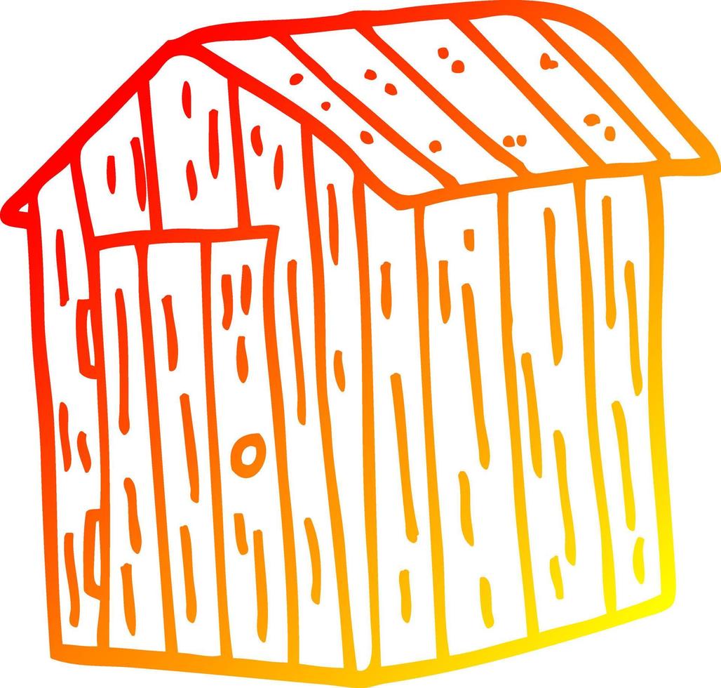 warm gradient line drawing cartoon wooden shed vector