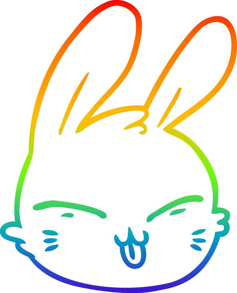 rainbow gradient line drawing cartoon rabbit face vector