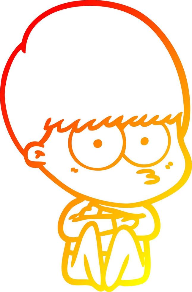 warm gradient line drawing nervous cartoon boy vector