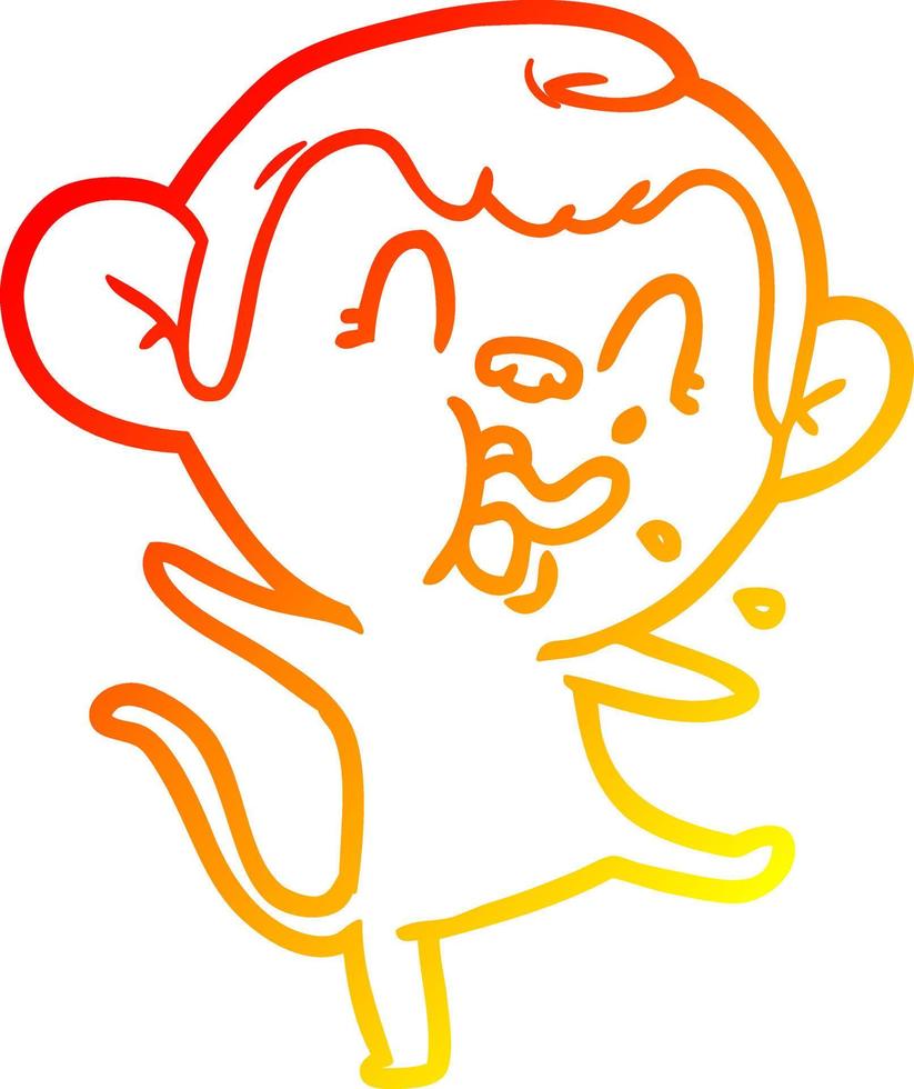 warm gradient line drawing crazy cartoon monkey vector