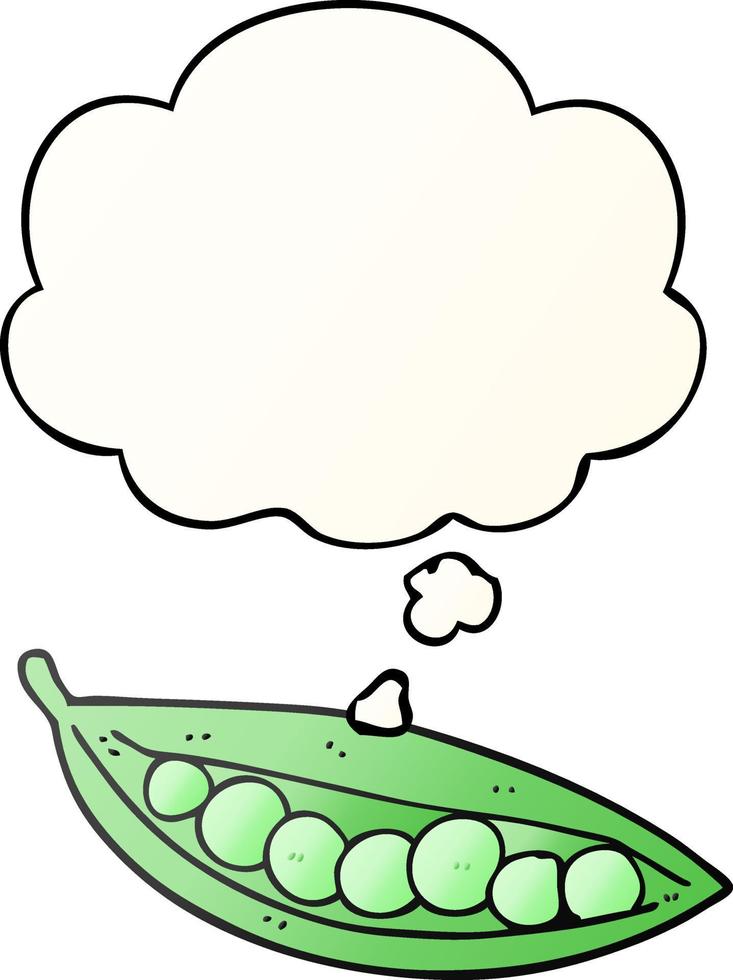 cartoon peas in pod and thought bubble in smooth gradient style vector