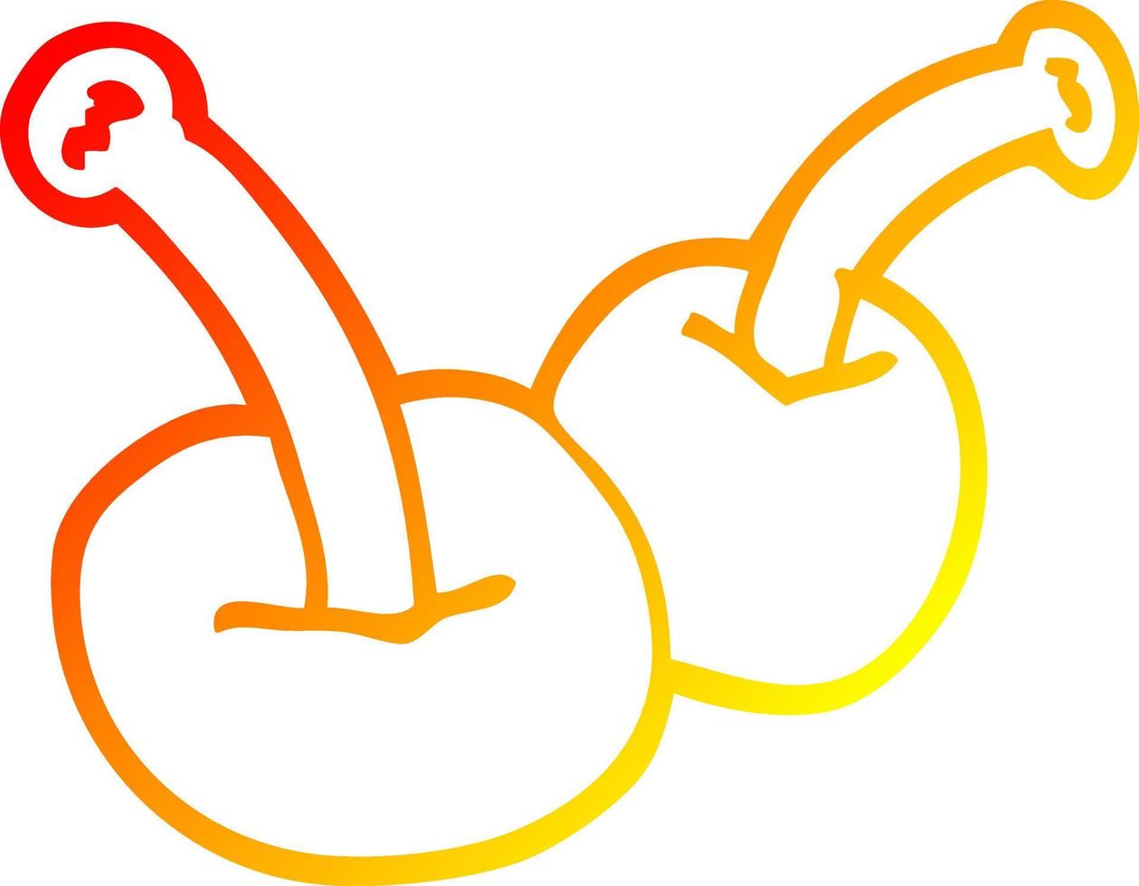 warm gradient line drawing cartoon cherry vector