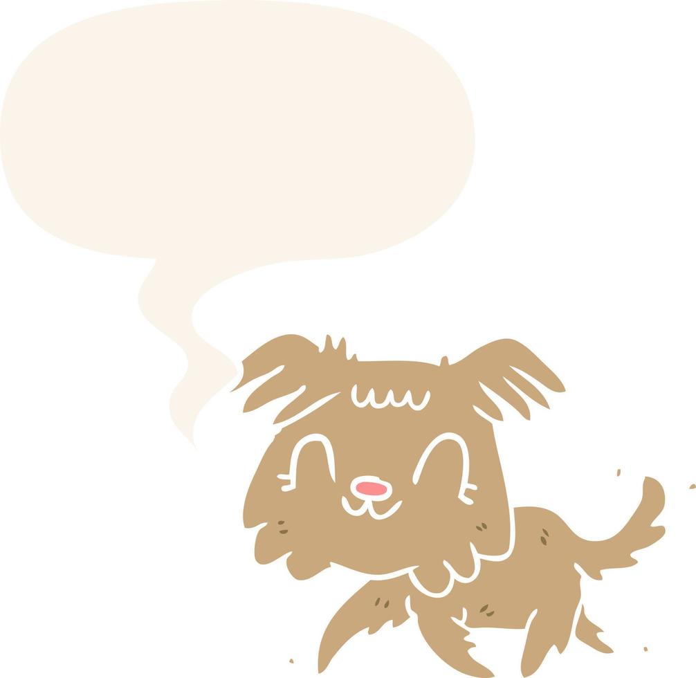 cartoon little dog and speech bubble in retro style vector