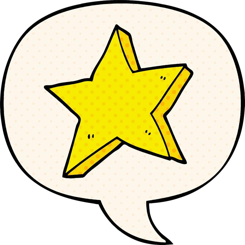 cartoon star and speech bubble in comic book style vector