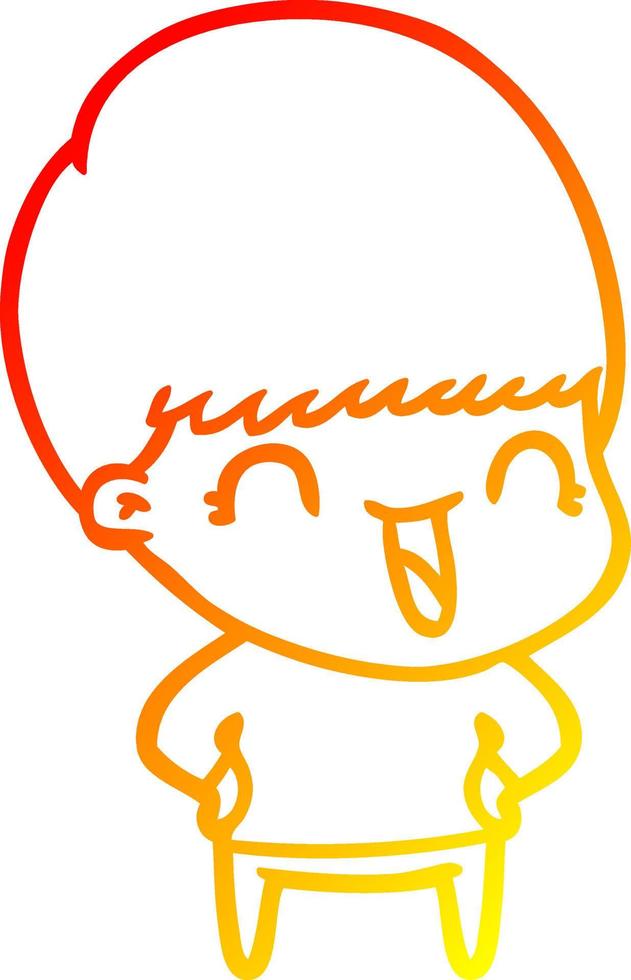 dibujo de línea de gradiente cálido chico feliz de dibujos animados vector