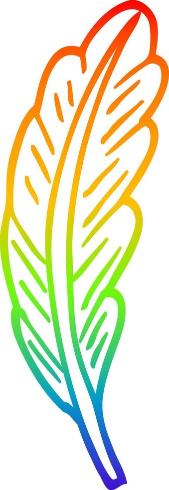 rainbow gradient line drawing cartoon white feather vector