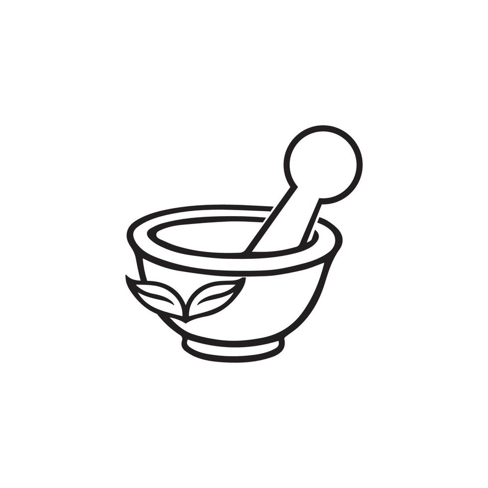 Pharmacy icon , Herbal pharmacy symbol ,  Pestle and Mortar vector illustration design template