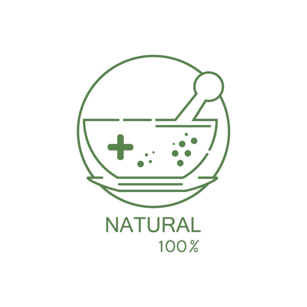 Pharmacy icon , Herbal pharmacy symbol ,  Pestle and Mortar vector illustration design template