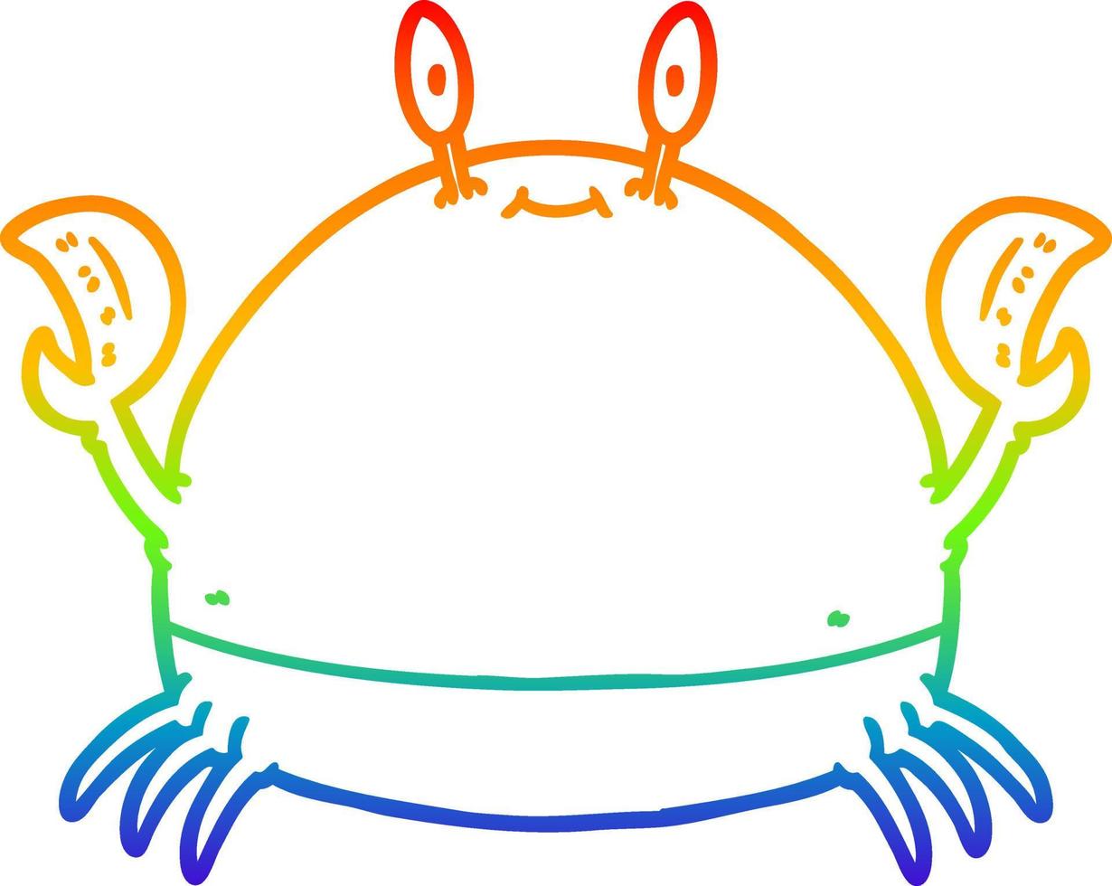 rainbow gradient line drawing cartoon crab vector