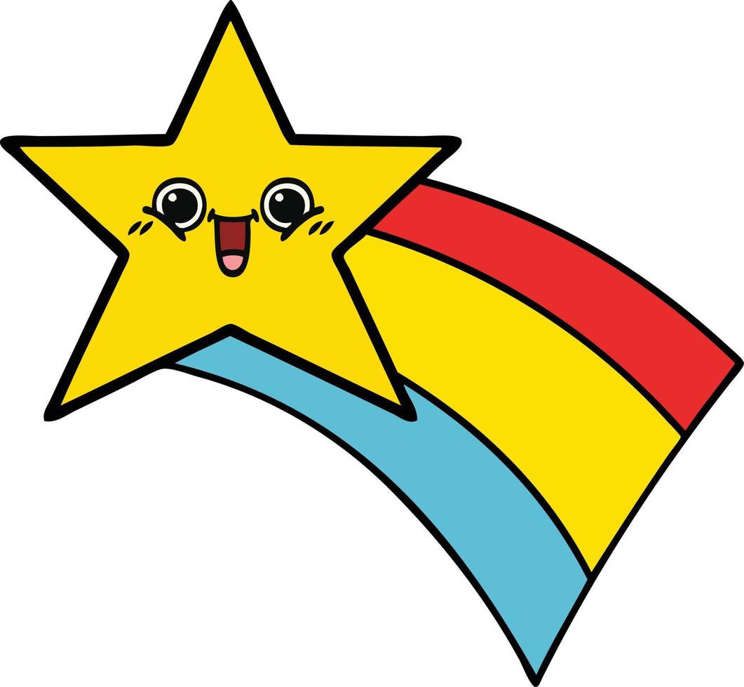 cute cartoon shooting rainbow star vector