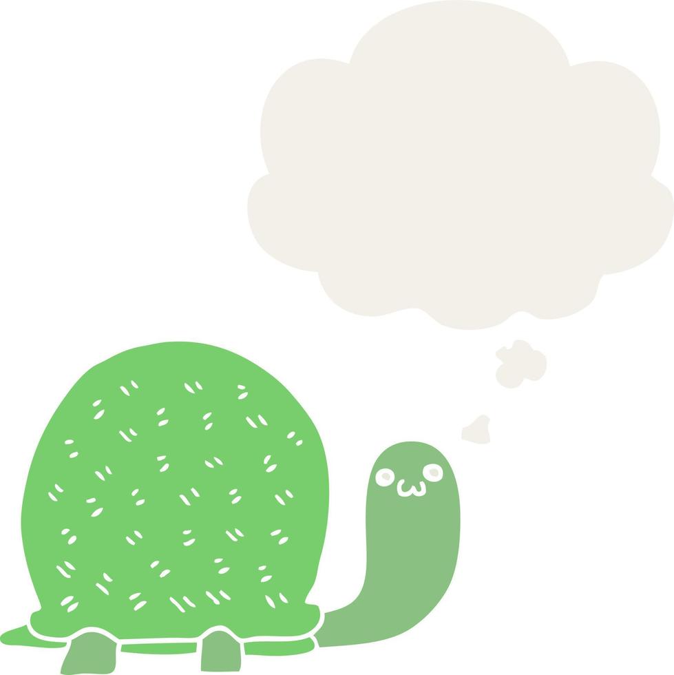 cute cartoon turtle and thought bubble in retro style vector