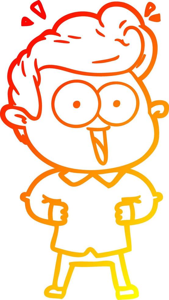 warm gradient line drawing cartoon excited man vector