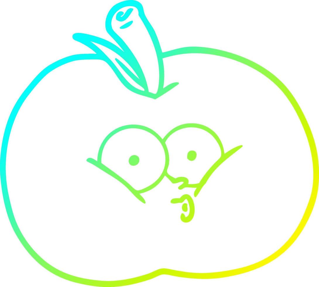 cold gradient line drawing cartoon apple vector