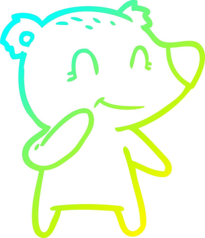 cold gradient line drawing smiling polar bear cartoon vector