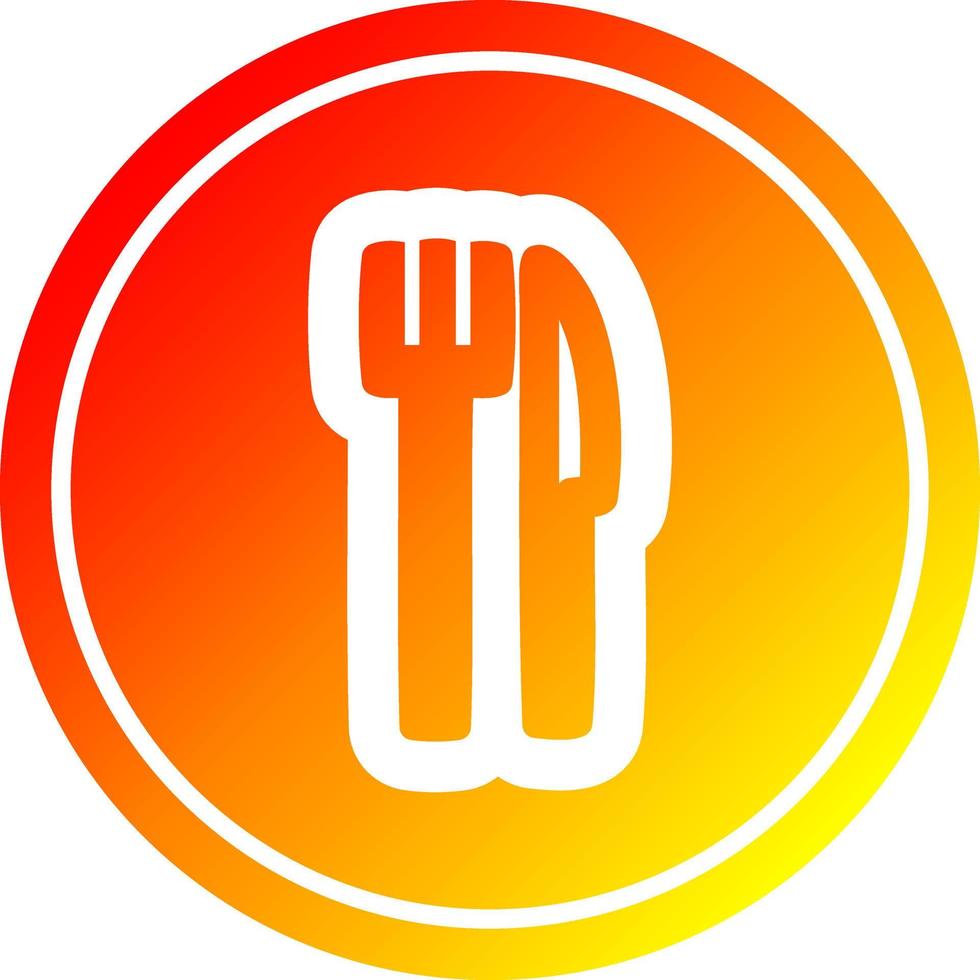 knife and fork circular in hot gradient spectrum vector