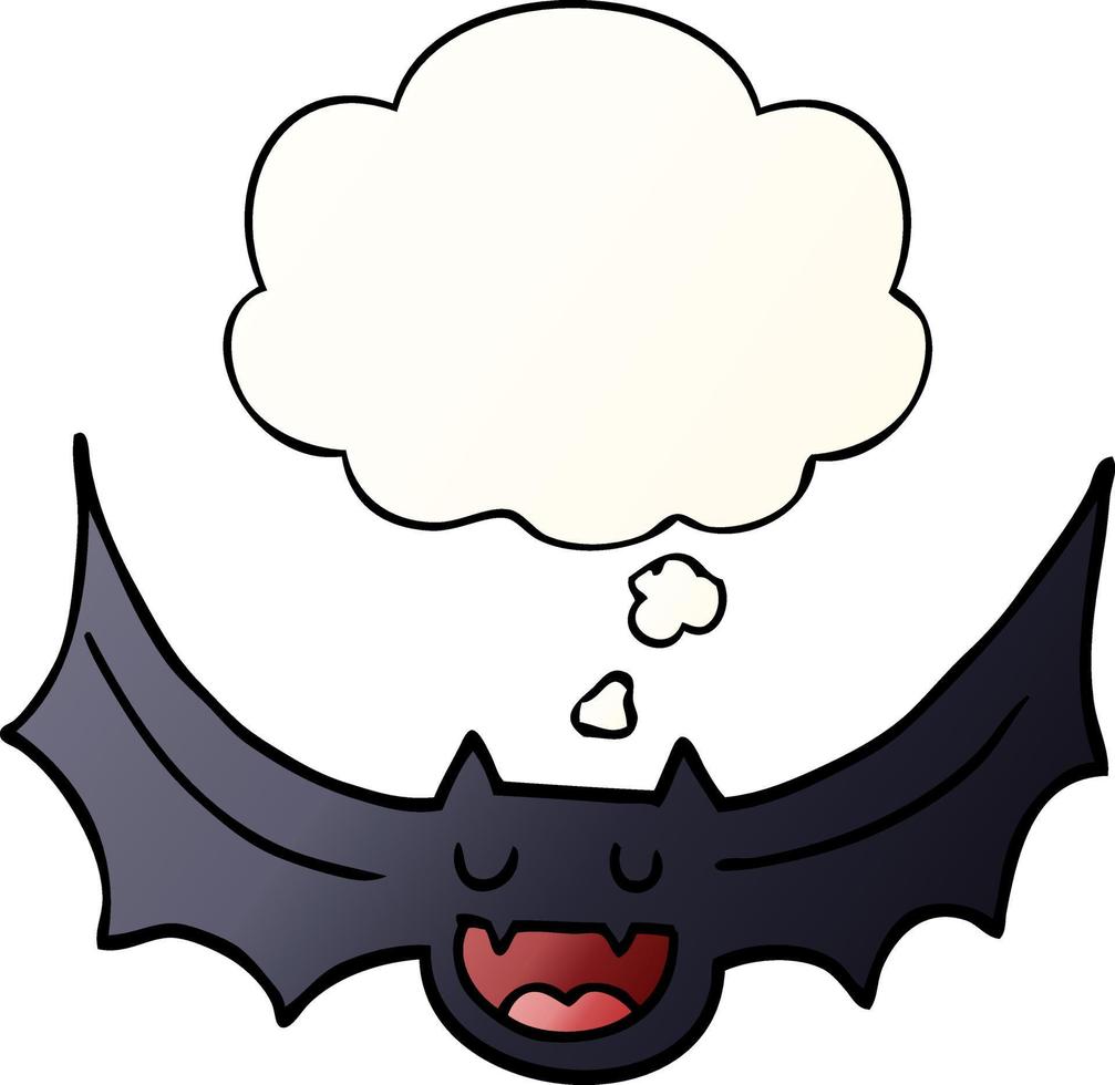 cartoon bat and thought bubble in smooth gradient style vector