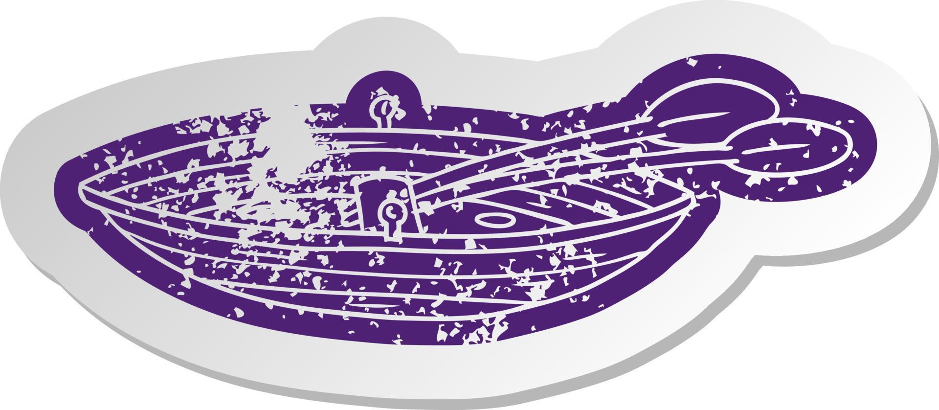 distressed old sticker of a wooden boat vector