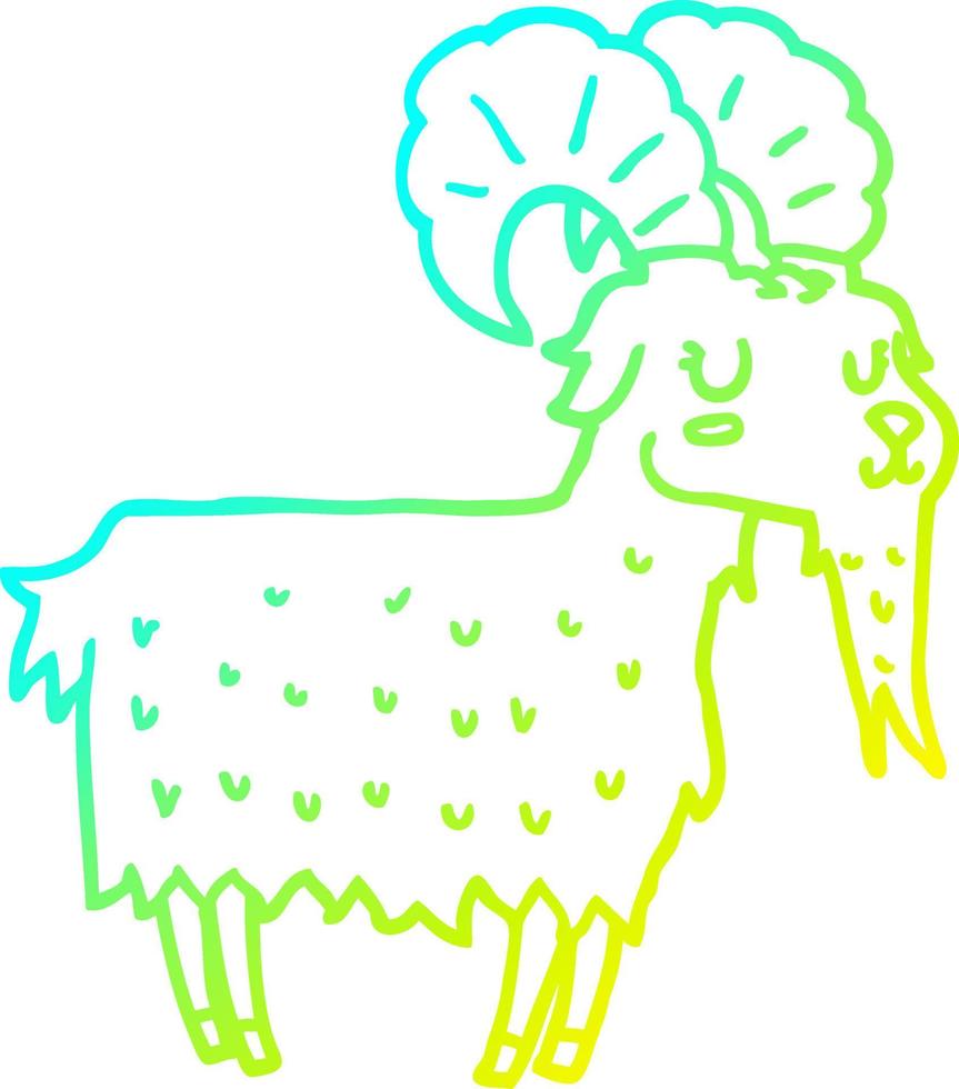 cold gradient line drawing cartoon goat vector