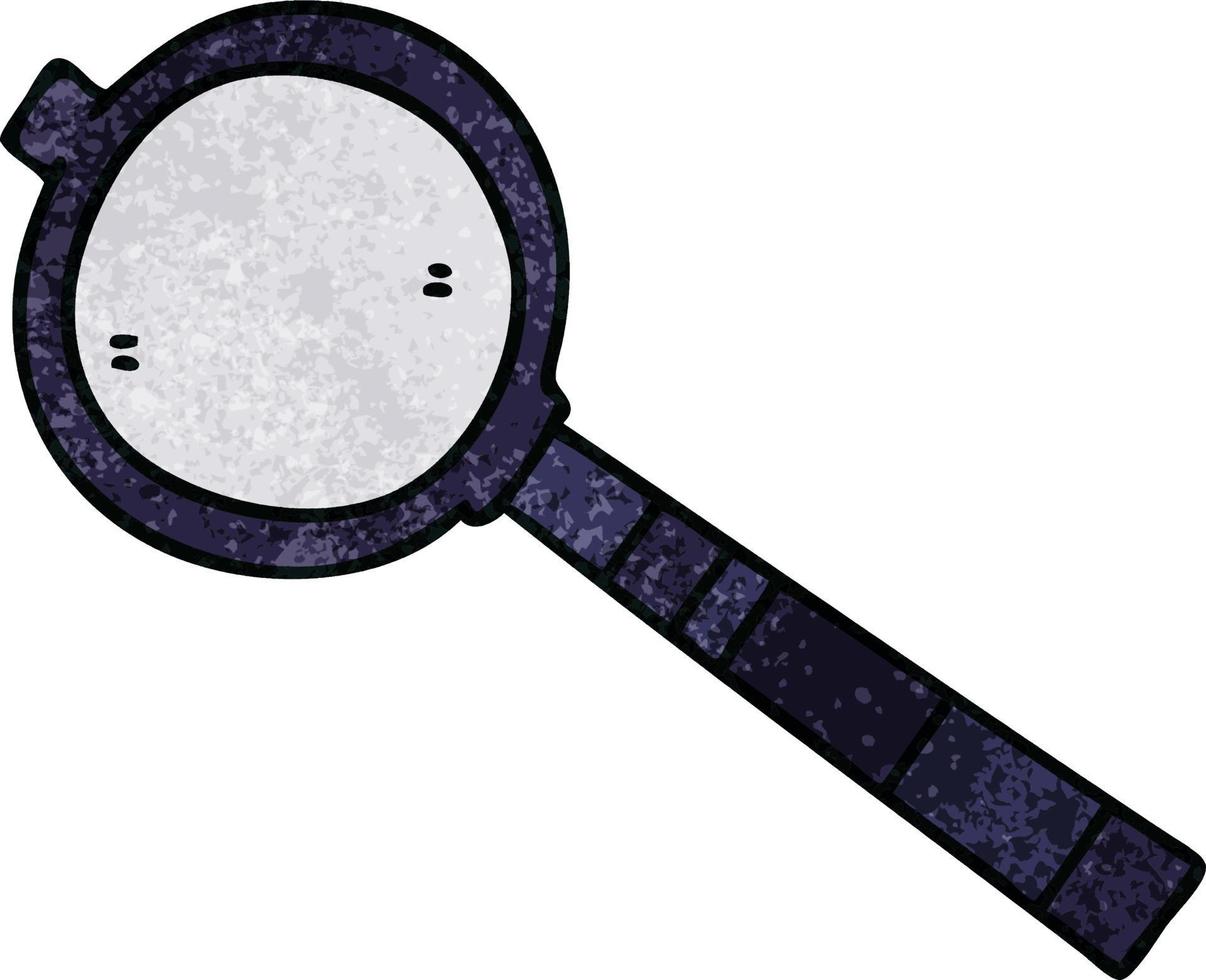 quirky hand drawn cartoon magnifying glass vector