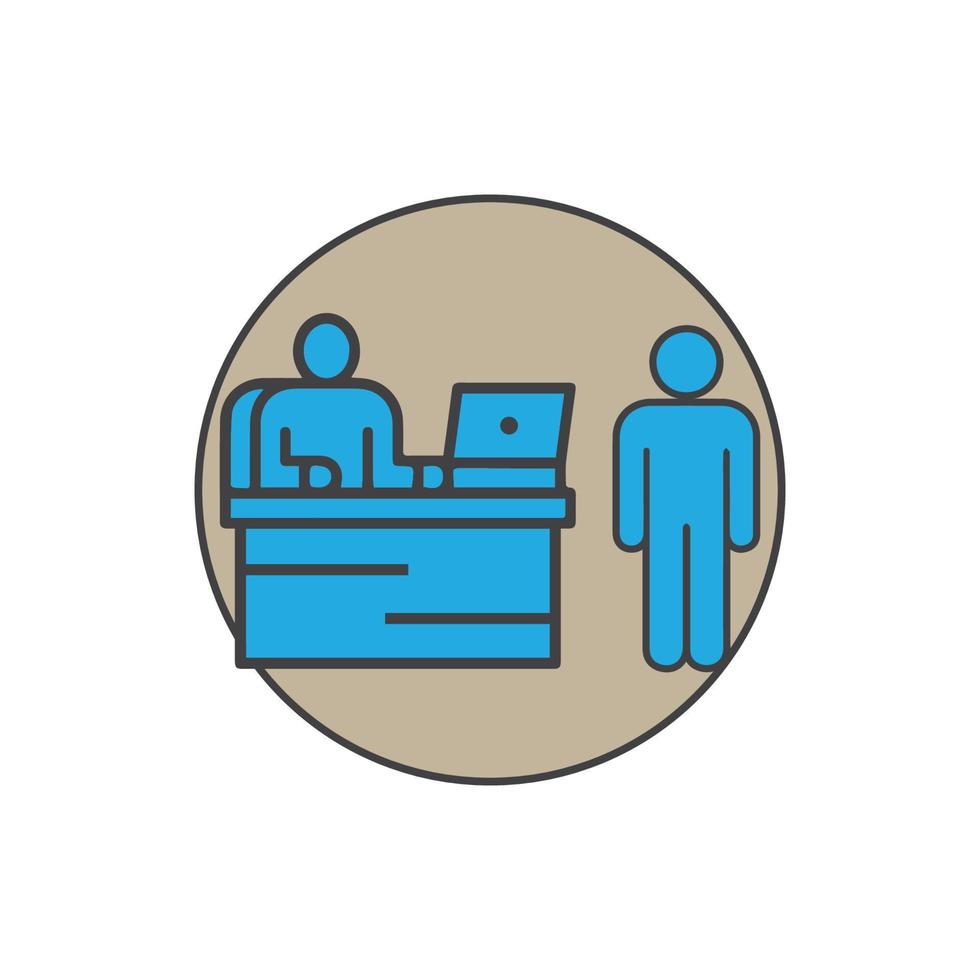 Registration desk vector , Customer service desk icon , Ticket  counter desk simple  illustration design