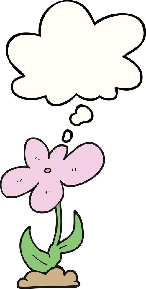 cartoon flower and thought bubble vector