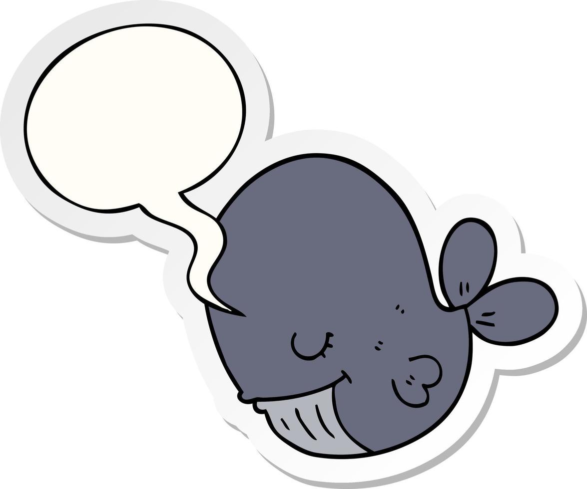 cartoon whale and speech bubble sticker vector