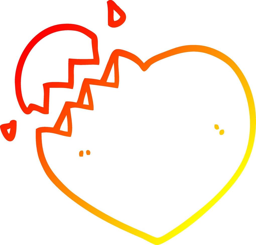 cálido gradiente línea dibujo dibujos animados corazón roto vector