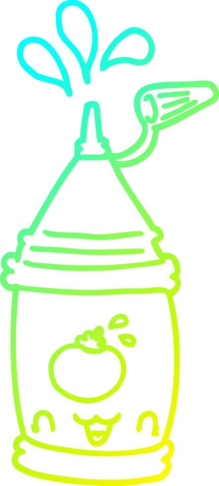 cold gradient line drawing cartoon ketchup bottle vector