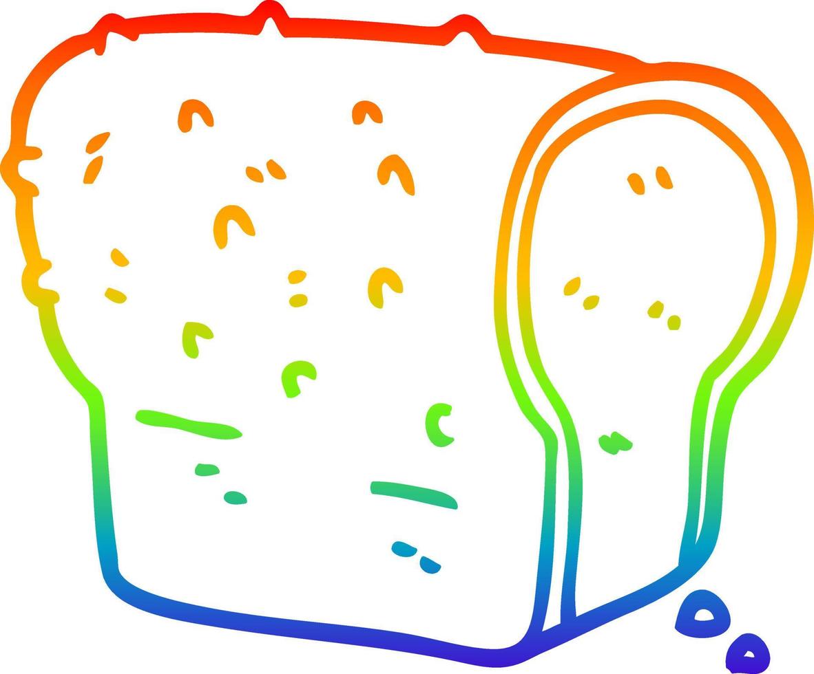 rainbow gradient line drawing cartoon loaf of bread vector