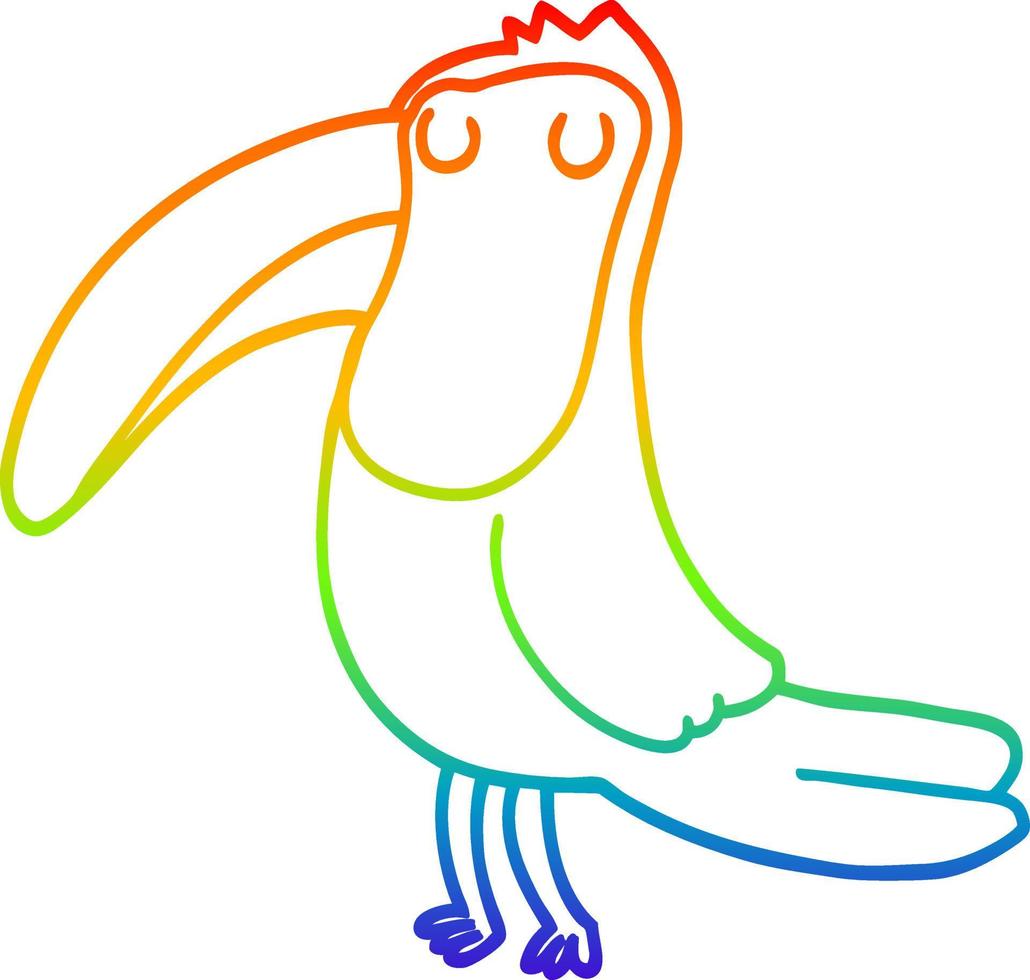 rainbow gradient line drawing cartoon toucan vector