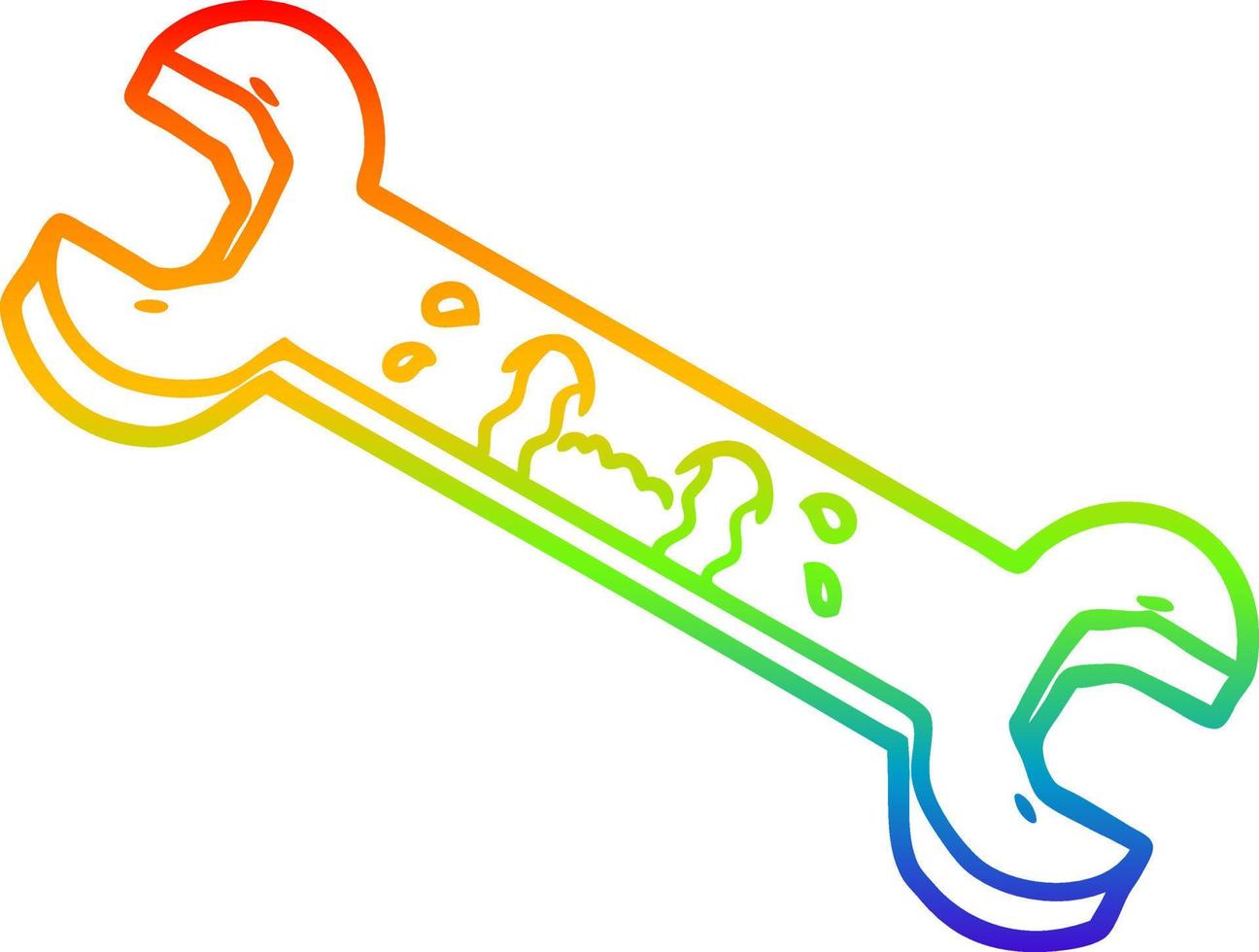 rainbow gradient line drawing cartoon crying spanner vector