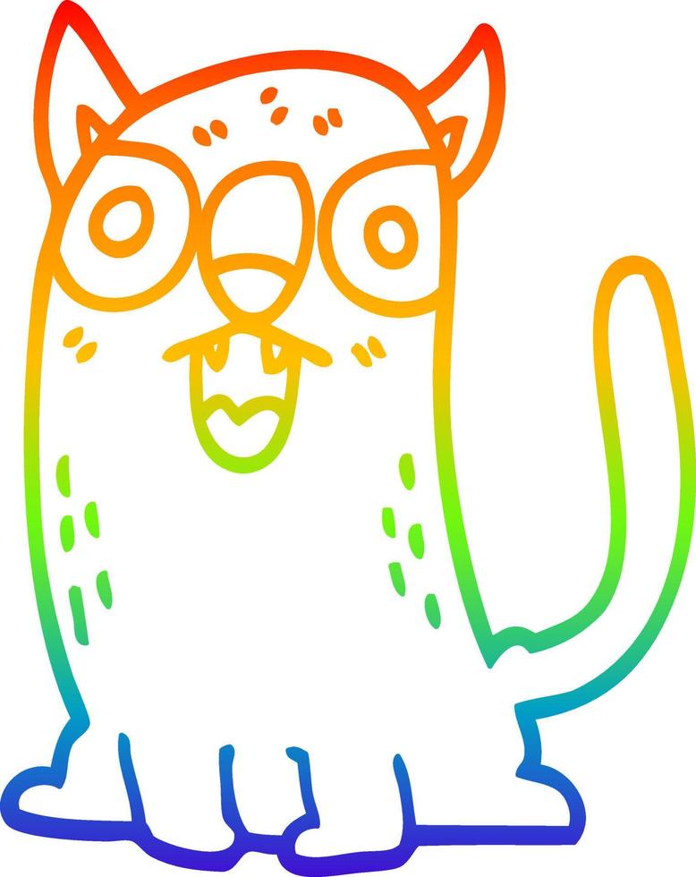 rainbow gradient line drawing cartoon funny cat vector