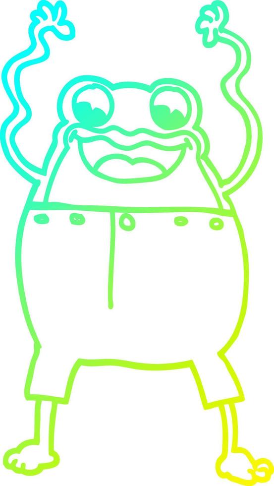 cold gradient line drawing cartoon frog vector