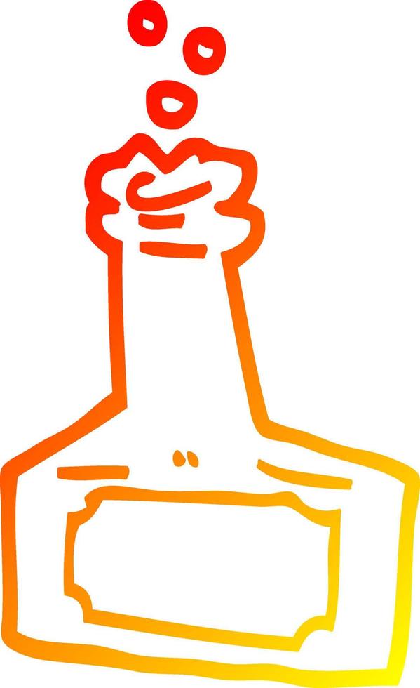 warm gradient line drawing cartoon bubbling bottle vector