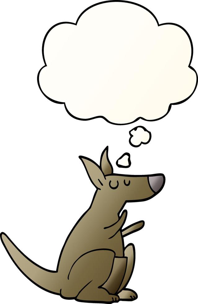 cartoon kangaroo and thought bubble in smooth gradient style vector