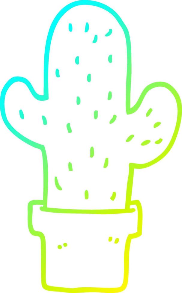 cold gradient line drawing cartoon cactus vector