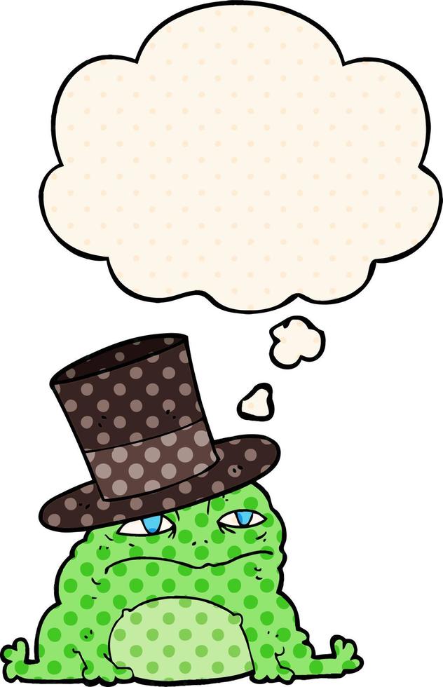 cartoon rich toad and thought bubble in comic book style vector