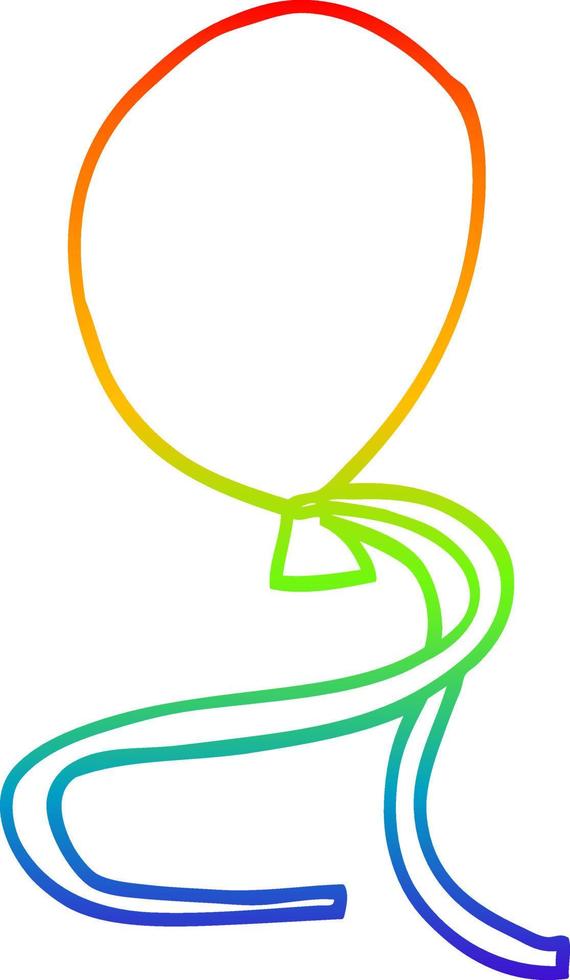 rainbow gradient line drawing cartoon red balloon vector