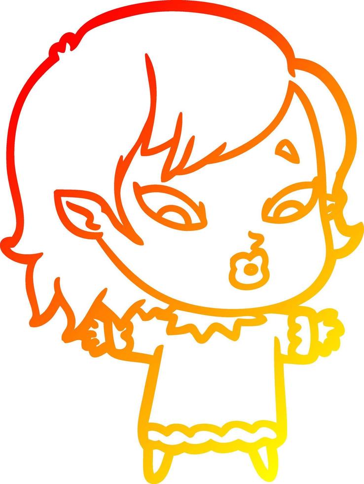 warm gradient line drawing cute cartoon vampire girl vector