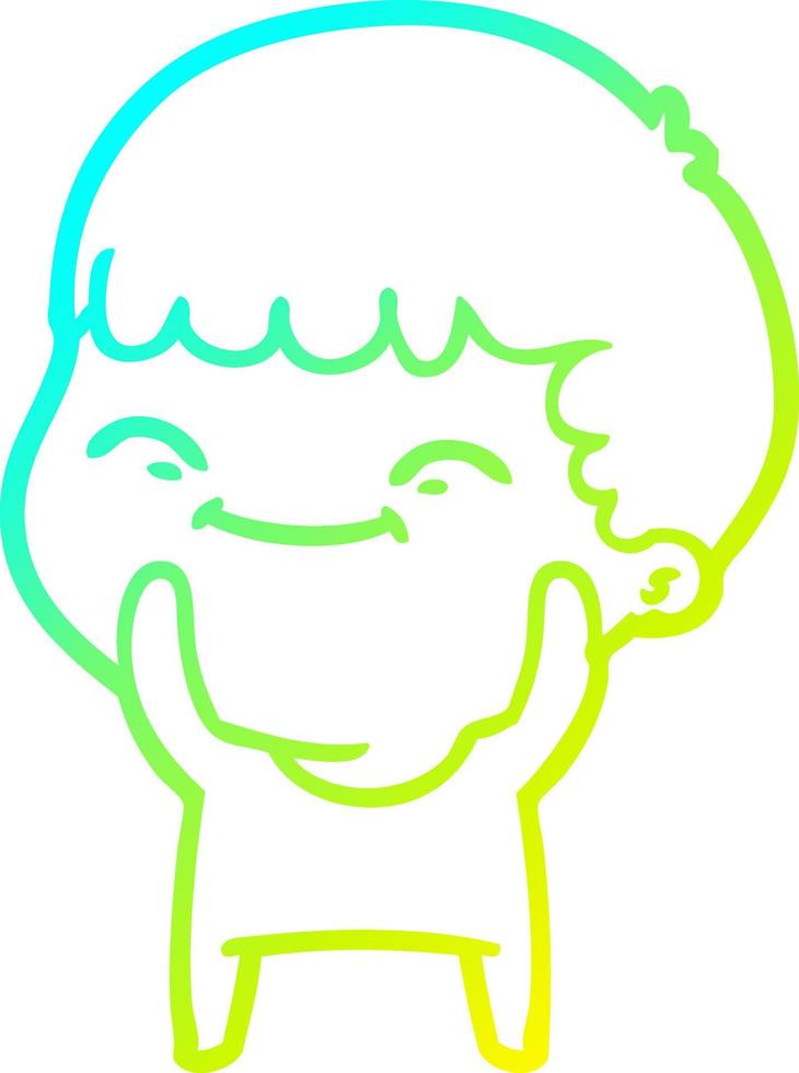 cold gradient line drawing cartoon happy boy vector
