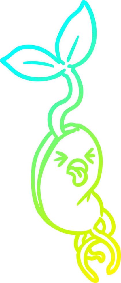 cold gradient line drawing cartoon sprouting seedling vector