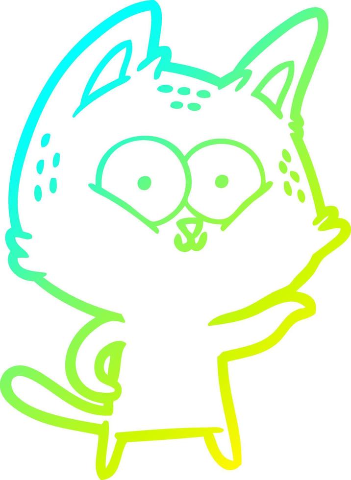 cold gradient line drawing cartoon cat vector