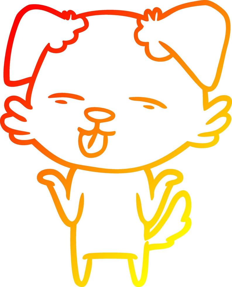 warm gradient line drawing cartoon dog sticking out tongue vector