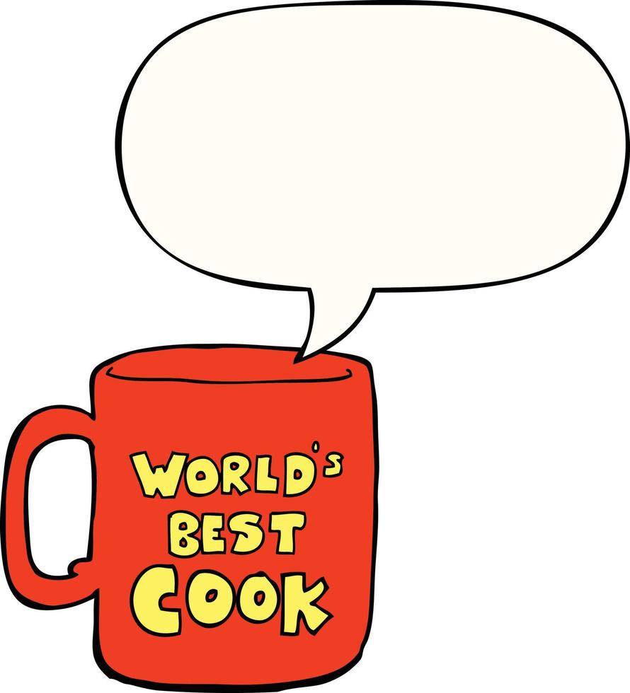 la mejor taza de cocinero del mundo y la burbuja del habla vector